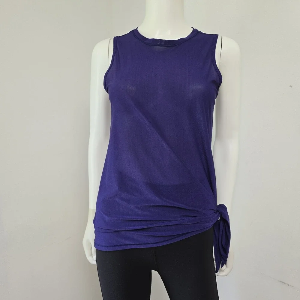 Lululemon Get Low Tank Tie Side Size 4 Mesh Stretch Sleeveless Purple Womens